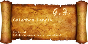 Galambos Henrik névjegykártya